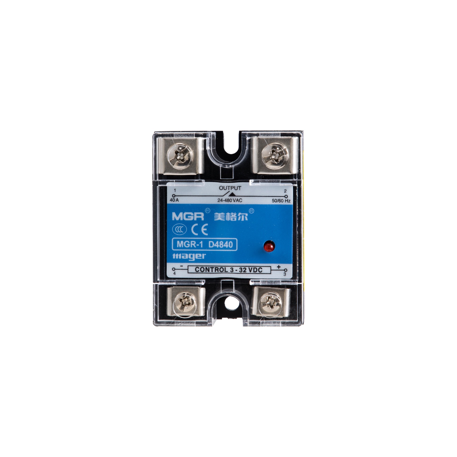 MGR-1 D4840 panel mount solid state relay front view